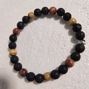 Hand Crafted Men's Black and Brown Beaded Bracelet